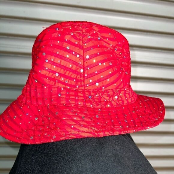 Red hat with rhinestones statement hat main image 4
